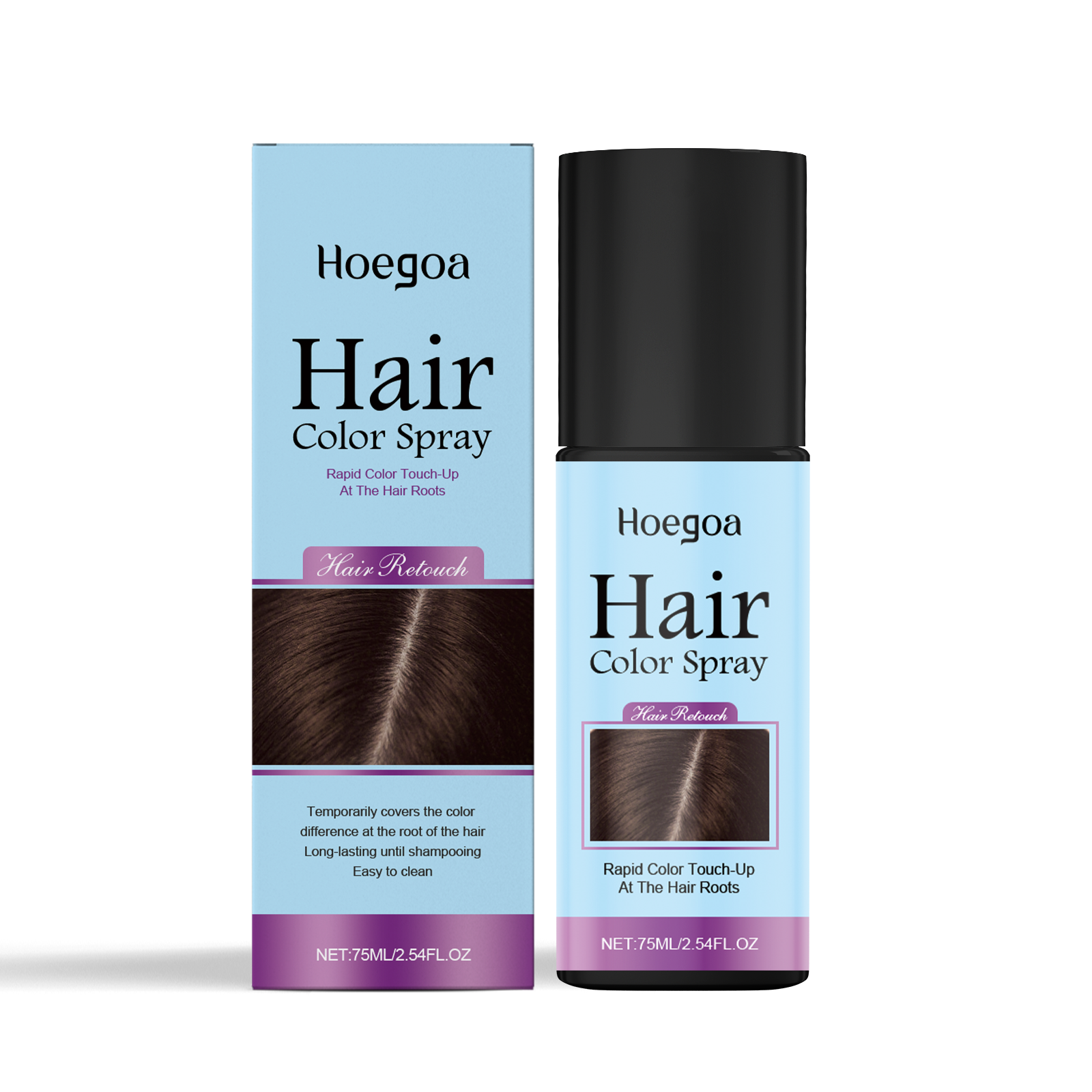 Disposable Hair Touch Up Spray Dark Brown Long Lasting Coverage Easy To Clean Portable Daily Gentle Natural Hairdressing