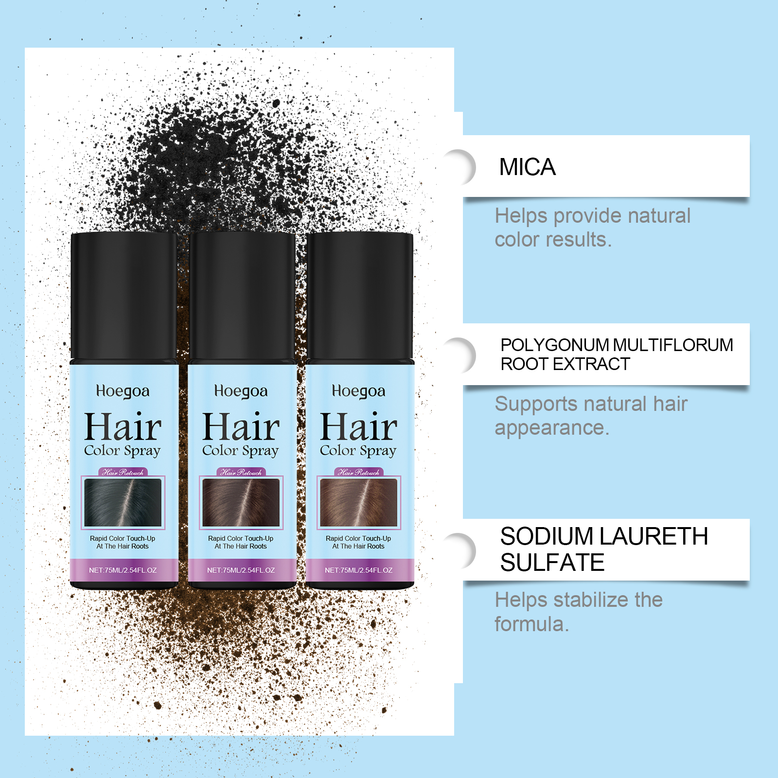 Disposable Hair Touch Up Spray Dark Brown Long Lasting Coverage Easy To Clean Portable Daily Gentle Natural Hairdressing