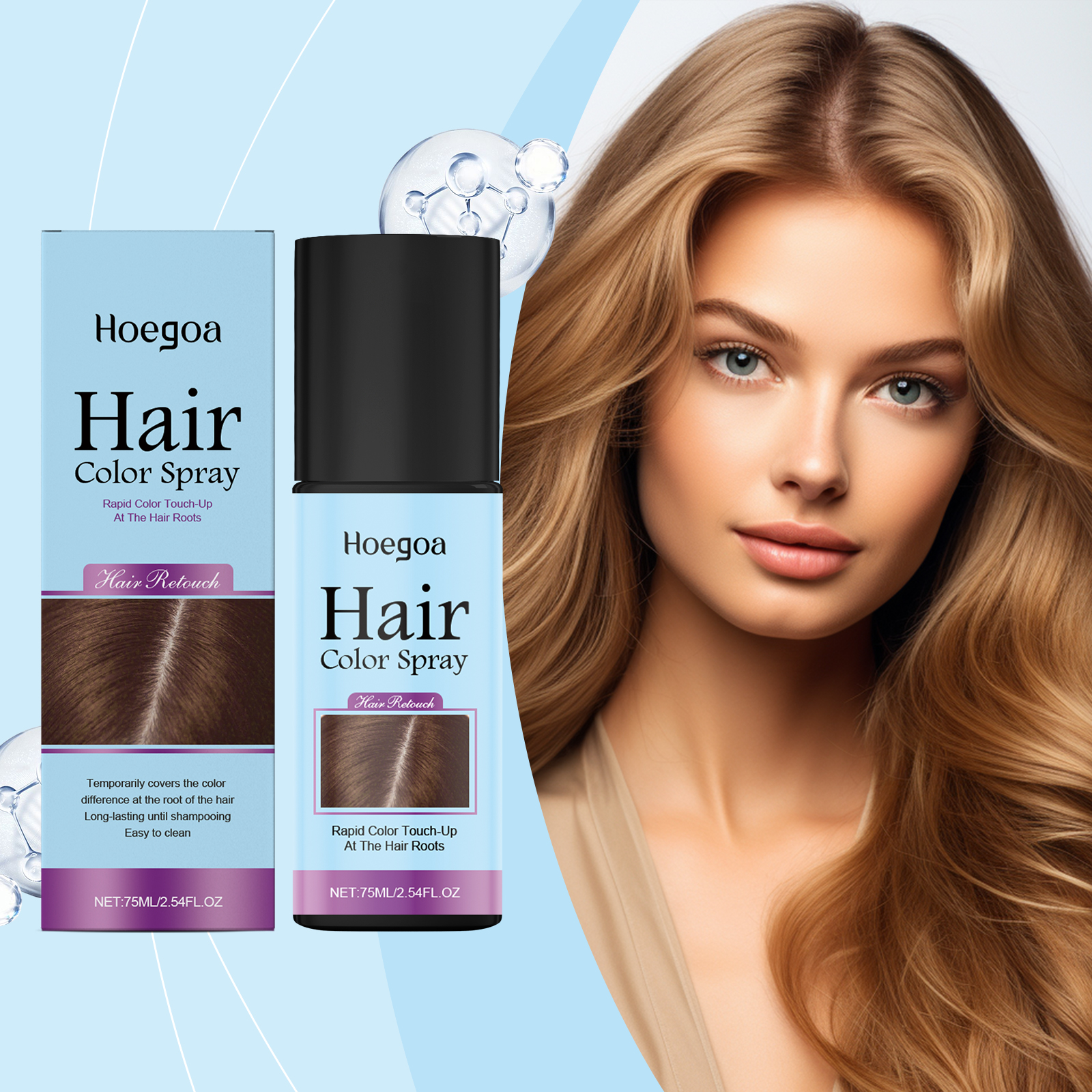 Disposable Hair Touch Up Spray Dark Brown Long Lasting Coverage Easy To Clean Portable Daily Gentle Natural Hairdressing