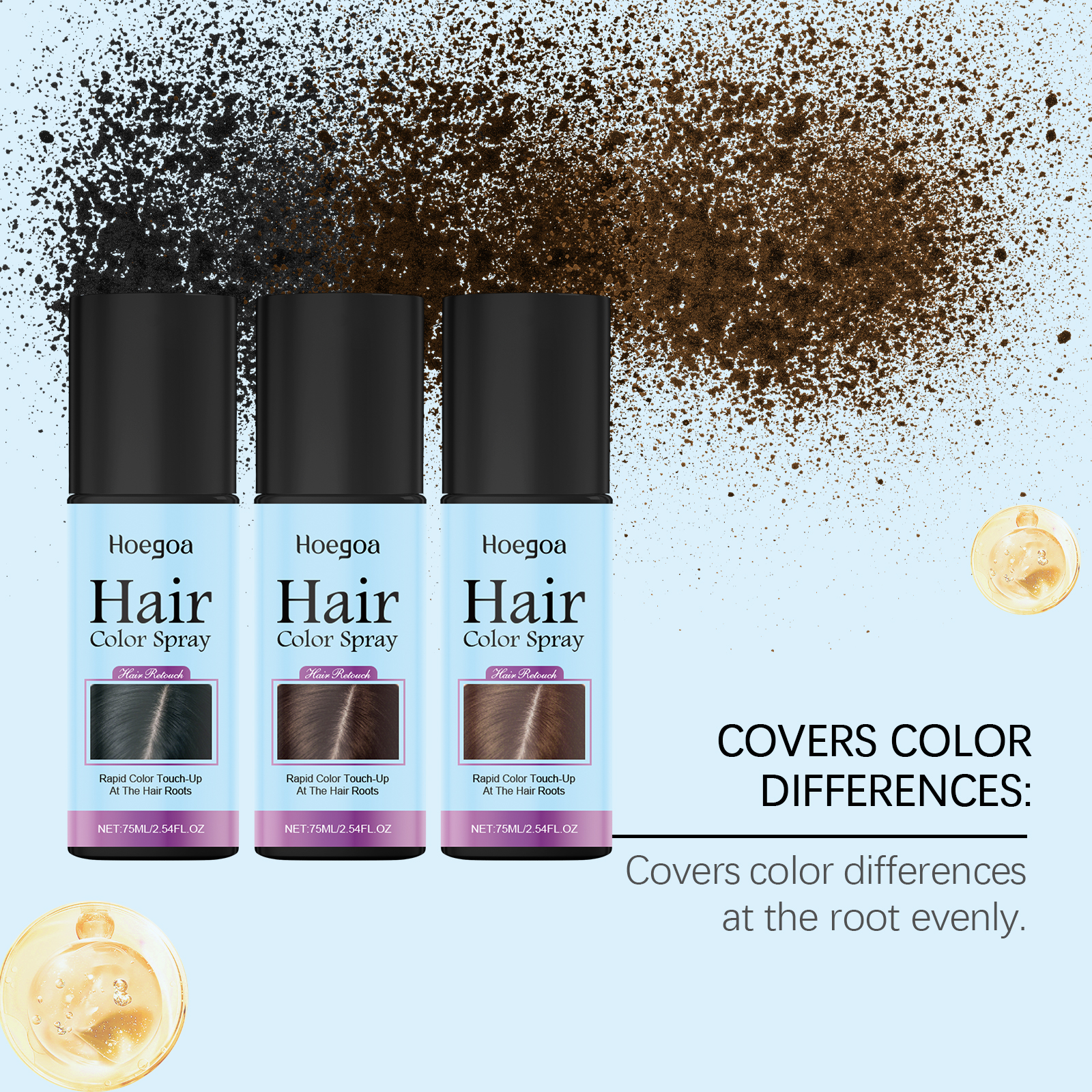 Disposable Hair Touch Up Spray Dark Brown Long Lasting Coverage Easy To Clean Portable Daily Gentle Natural Hairdressing