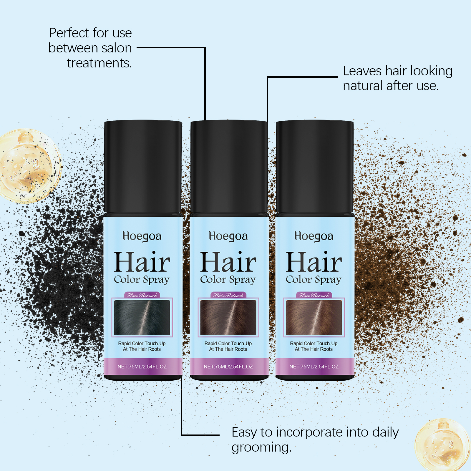 Disposable Hair Touch Up Spray Dark Brown Long Lasting Coverage Easy To Clean Portable Daily Gentle Natural Hairdressing