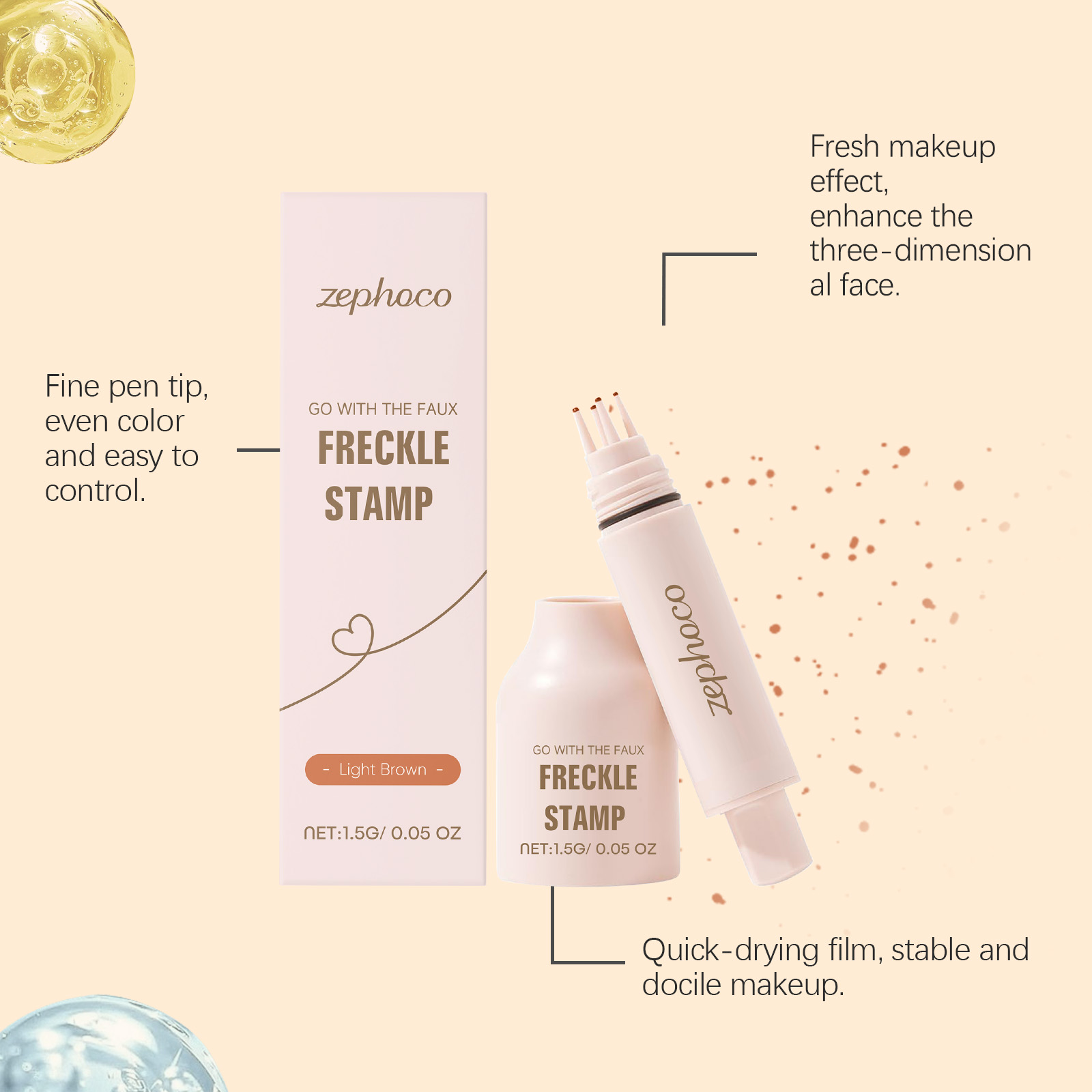 Light Brown Natural Freckle Pen Smooth Strokes Easy Coloring Creative Makeup For Face Spot Drawing