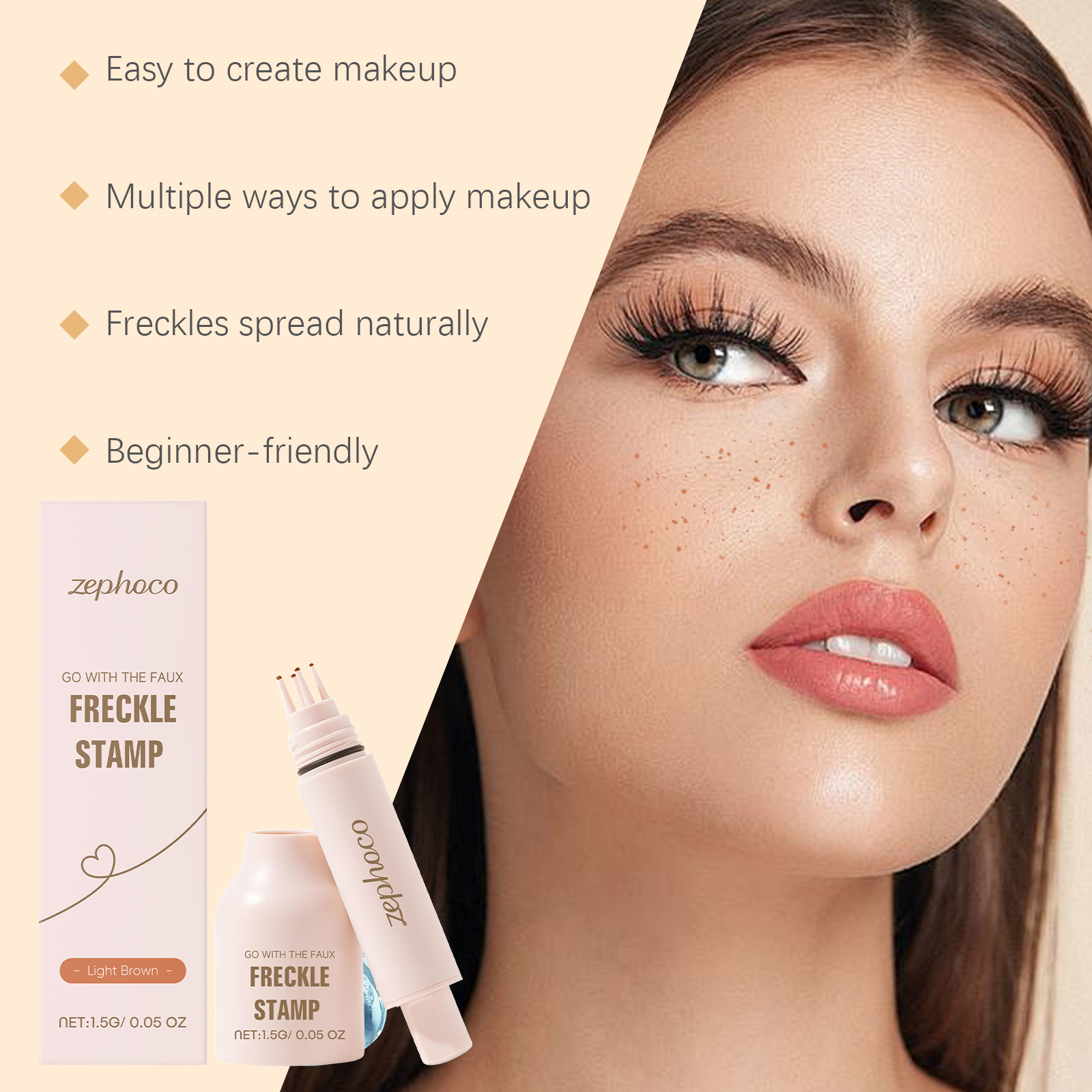 Light Brown Natural Freckle Pen Smooth Strokes Easy Coloring Creative Makeup For Face Spot Drawing