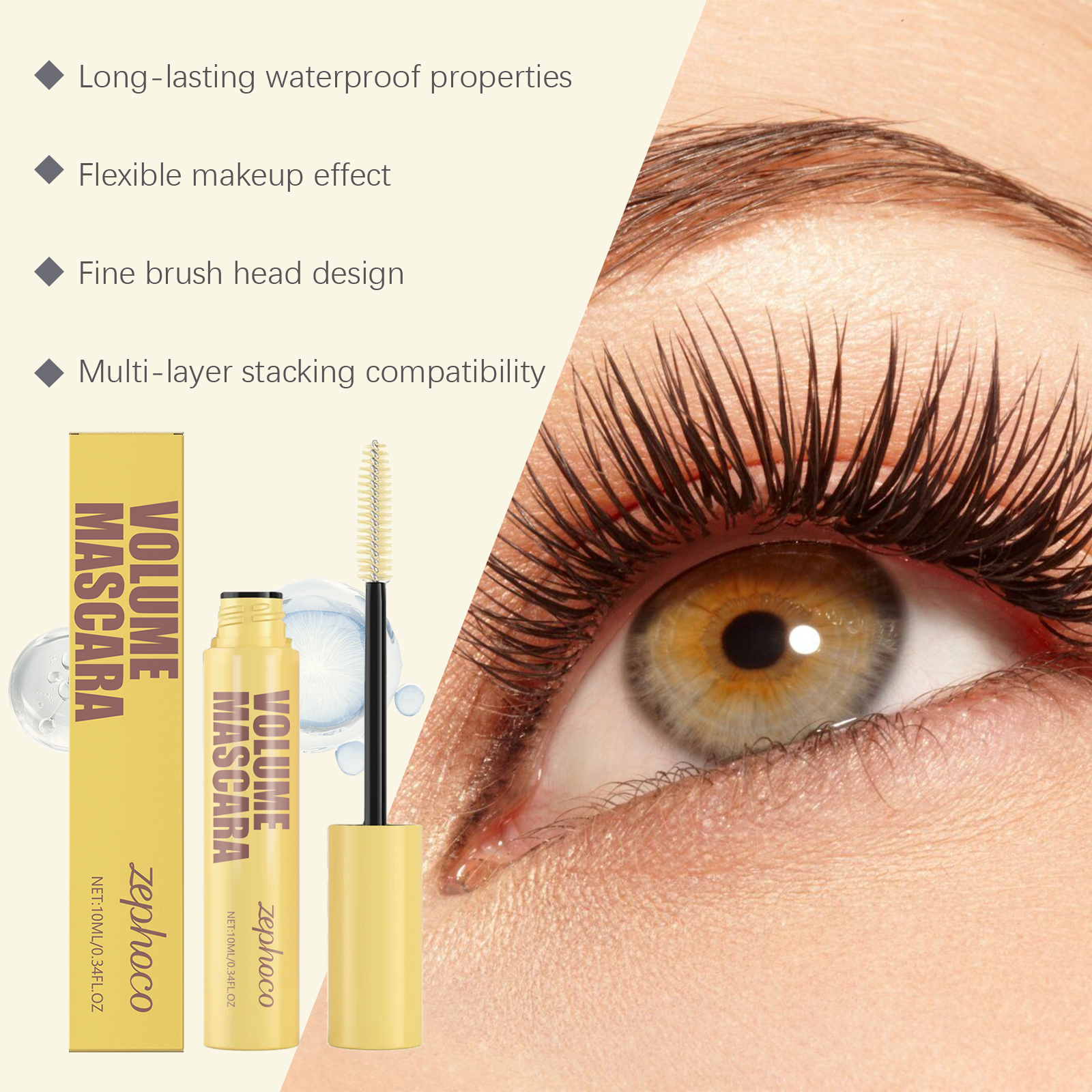 Thick Lengthening Mascara For Eye Area Natural Non Smudge Dense Non Clumping Sweat Proof