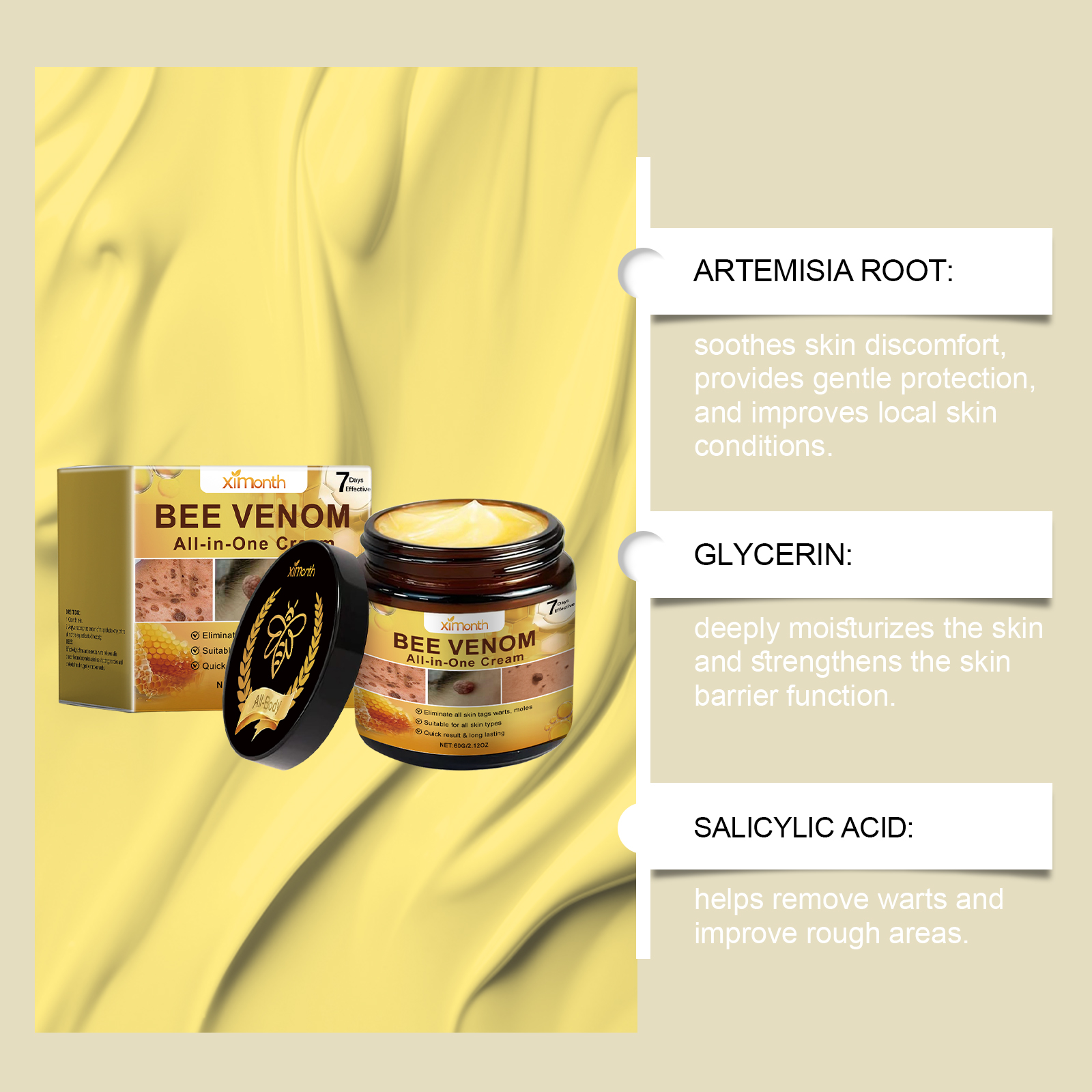 Bee Venom Skin Care Cream Body Skin Clean Remove Warts Smooth Body Skin Care Lotion