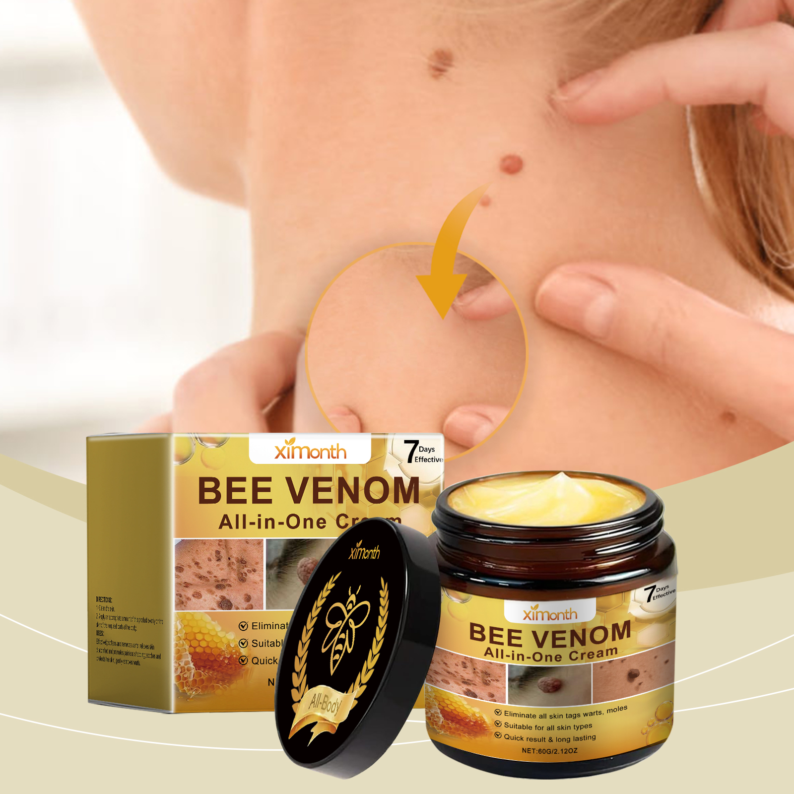 Bee Venom Skin Care Cream Body Skin Clean Remove Warts Smooth Body Skin Care Lotion