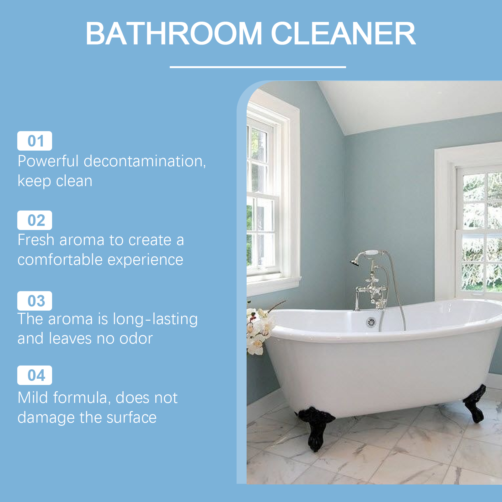 (White Peach Oolong) Bathroom Cleaner Powerful Stain Remover For Ceramic Tile Glass Shower Basin Toilet Sink