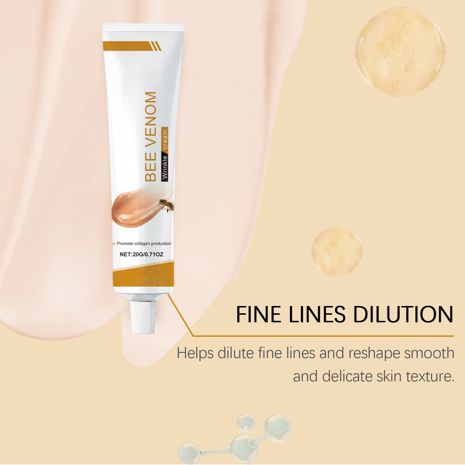 Bee Venom Face Cream Firming Moisturizing Wrinkle Smoothing For Elasticity Daily Nourishing Care 20g