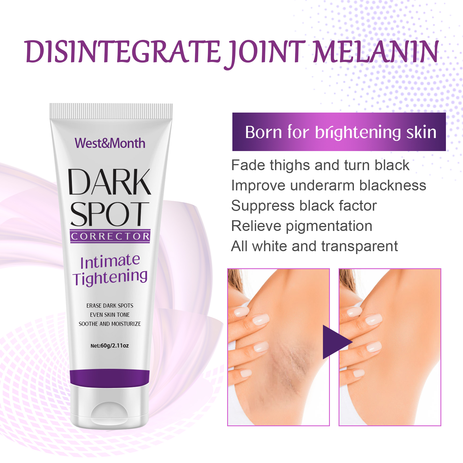 Body Moisturizing Cream Kojic Acid Niacinamide Brightening For Underarm Elbow Knee Even Tone Daily Skin Care 60g