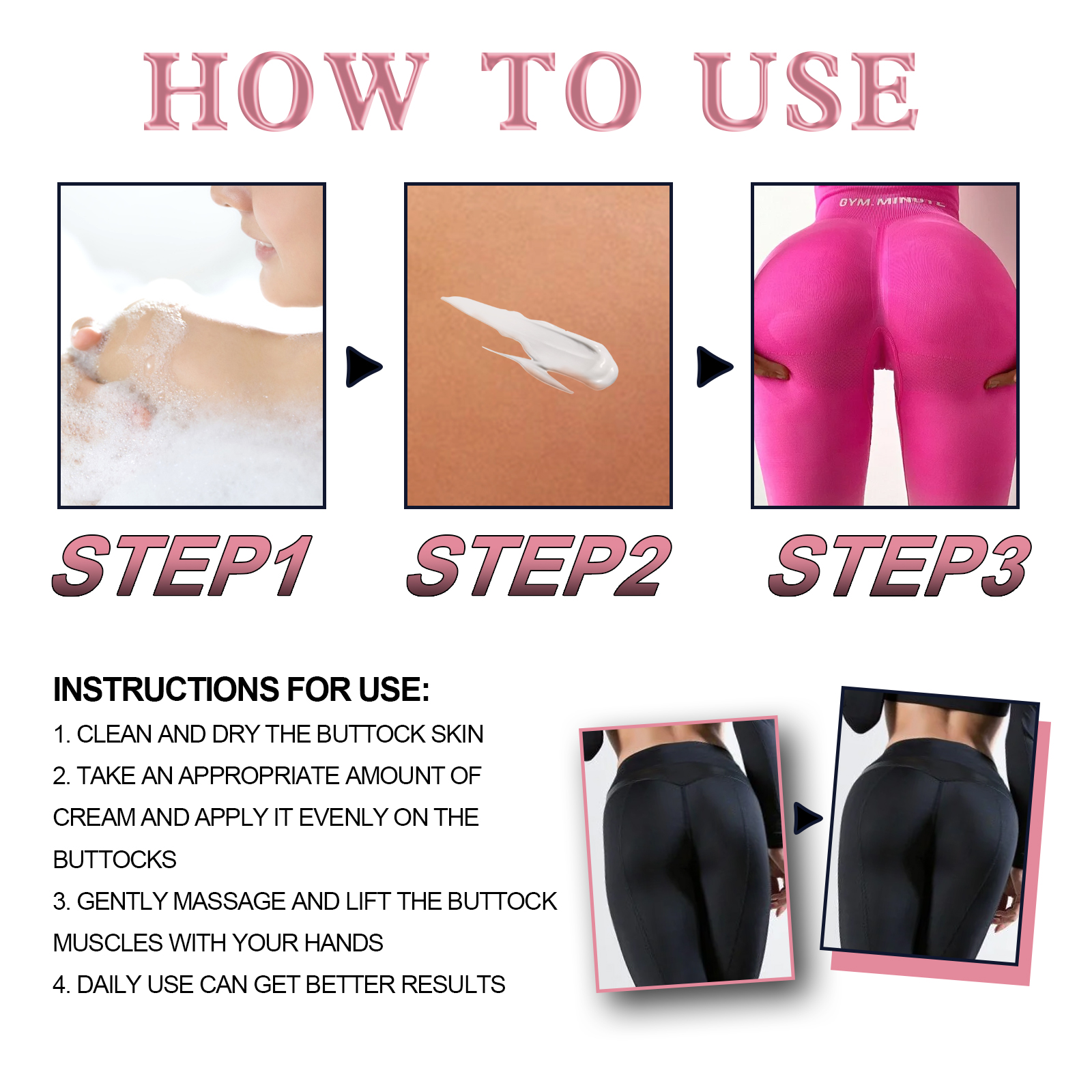 Hip Plumping Cream Firming Moisturizing For Buttock Massage And Daily Body Shaping Care 40g