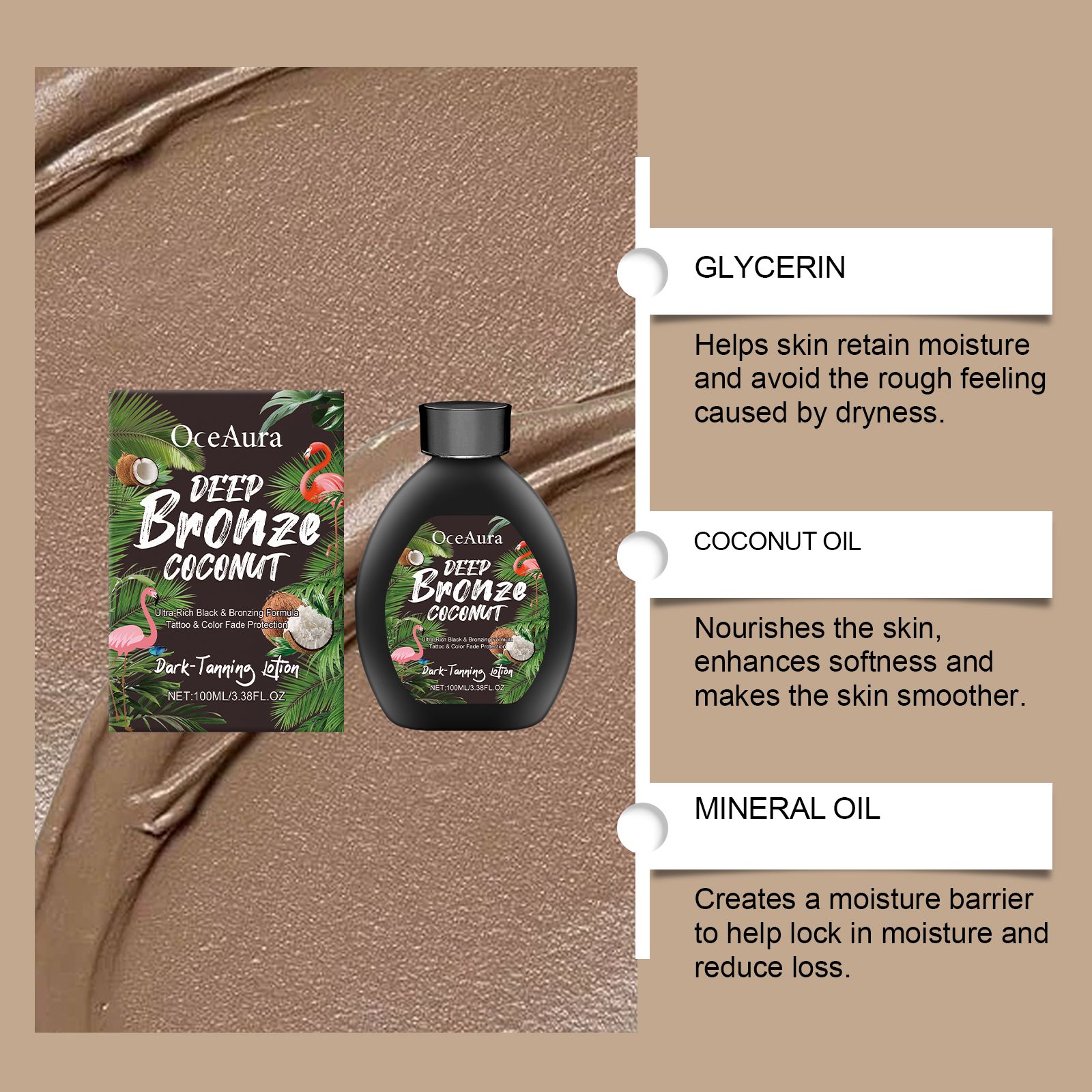 Coconut Tanning Lotion For Summer Bronzed Glow Moisturizing Even Skin Tone Daily Body Care