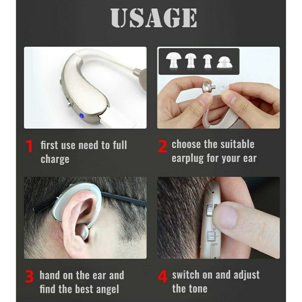Rechargeable Digital BTE Hearing Aid Adjustable Voice Amplifier