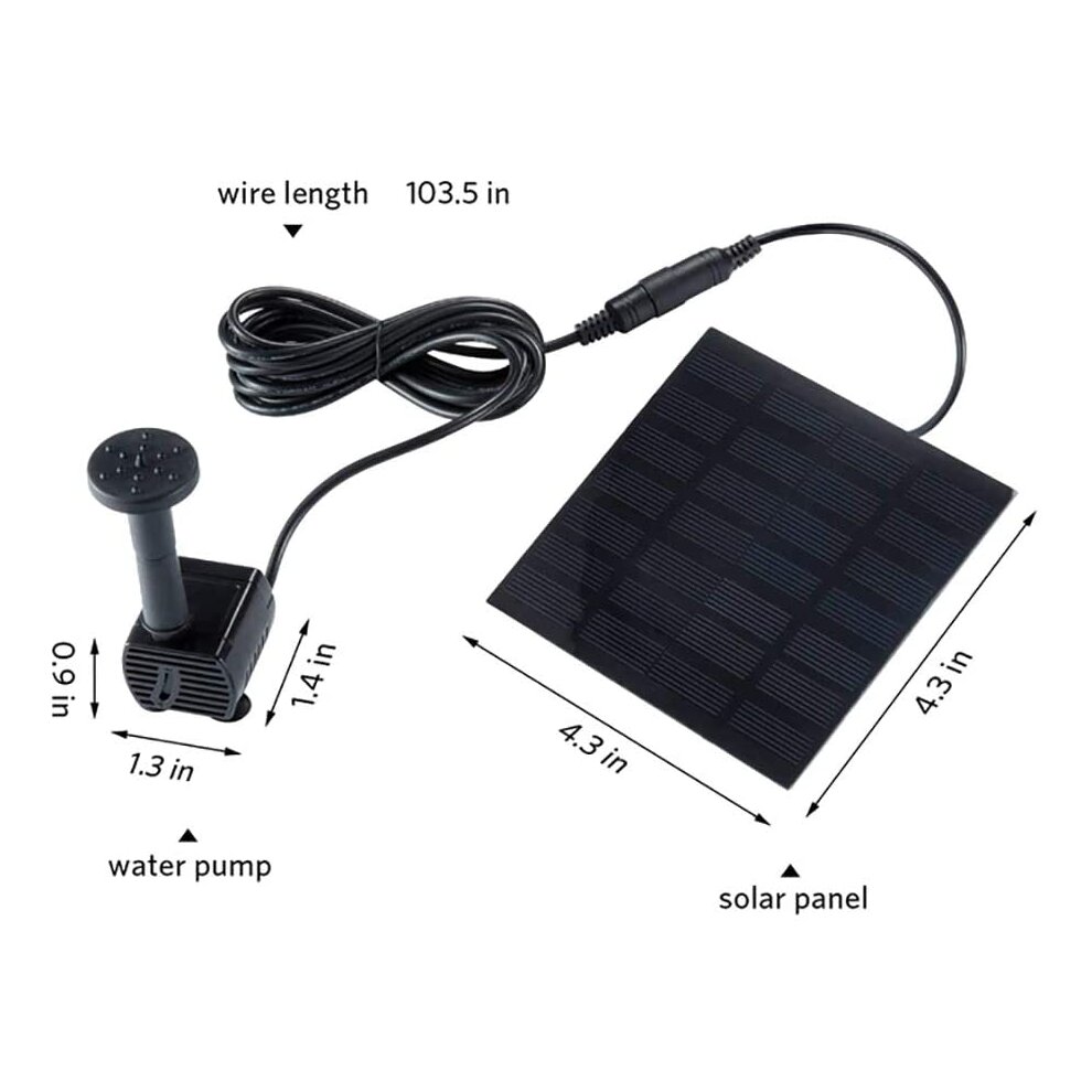 Solar Powered Fountain Pump, Solar Fountain for Birdbath 1.4W