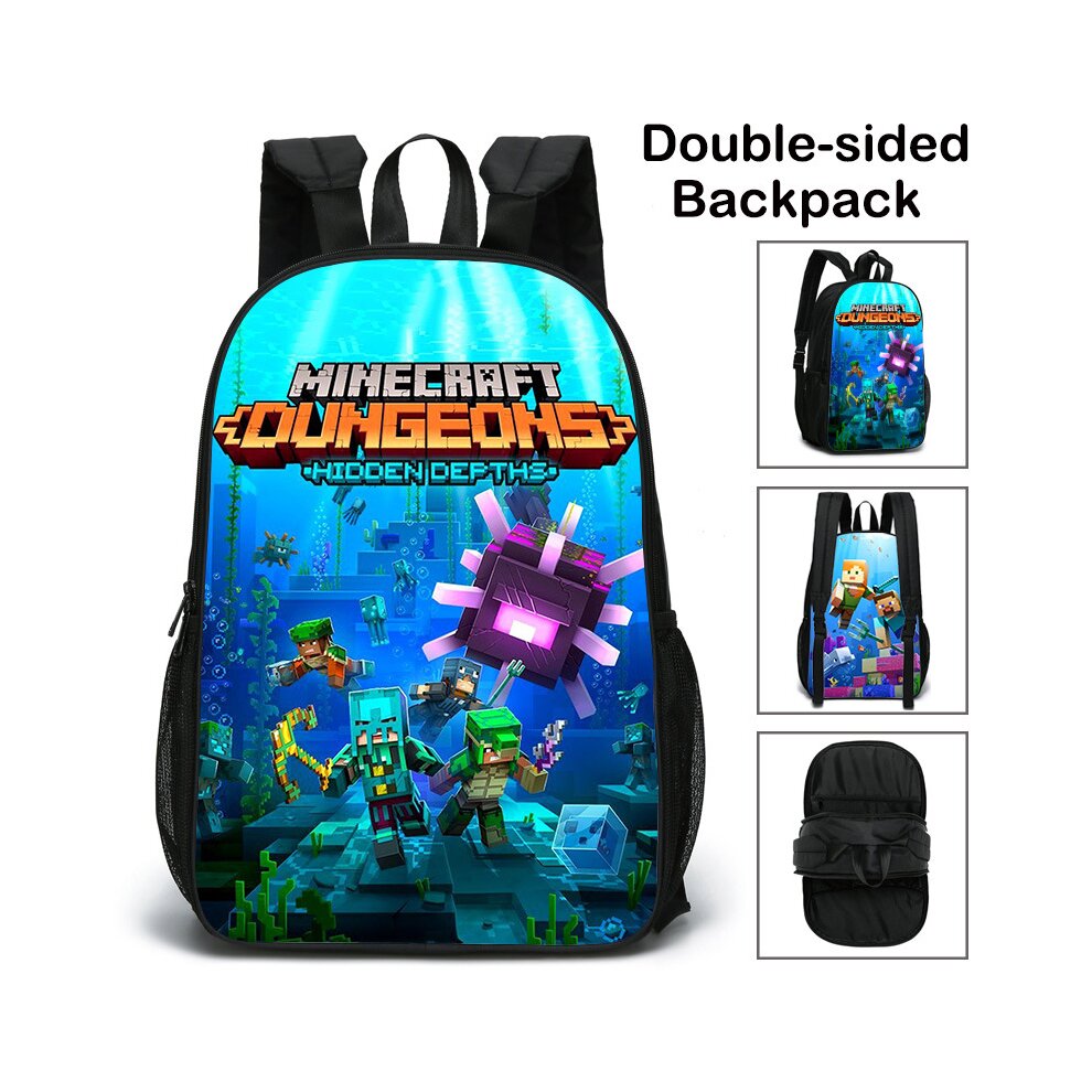 (C3) Minecraft School Bag Double-sided Backpack Kids Gift