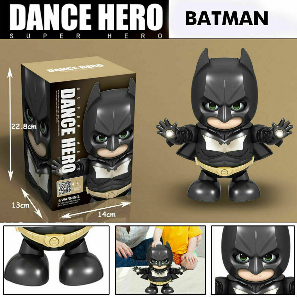(Action Figure Dance Super Hero Robot Toy Dancing Music Lights For Kids Gift - Batman) A