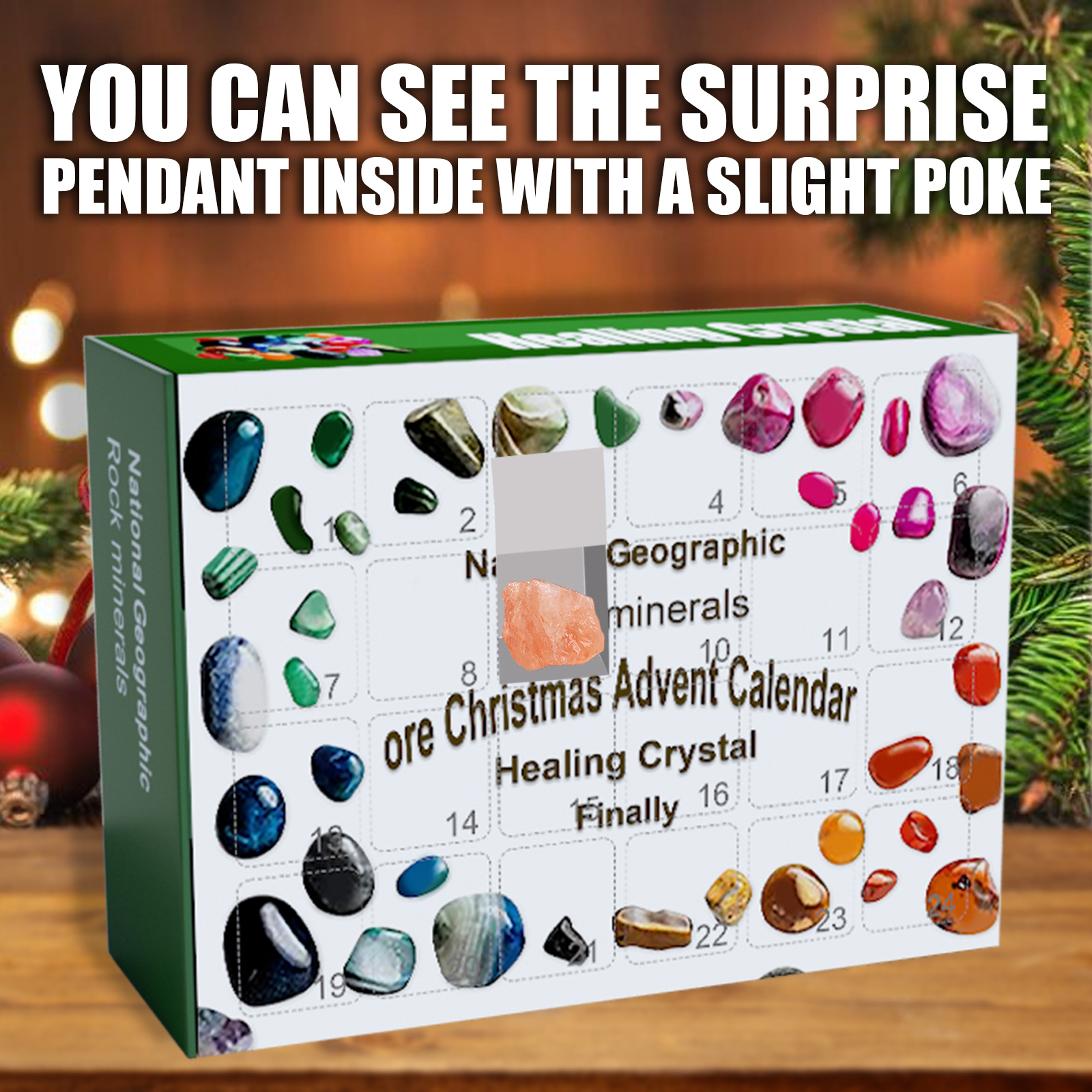 Christmas Advent Calendar 2022 24 Pcs Rock Healing Crystals Minerals with Box for 24 Days Christmas Countdown Calendar Ore Rock Collection Kids Girls Gift Toys