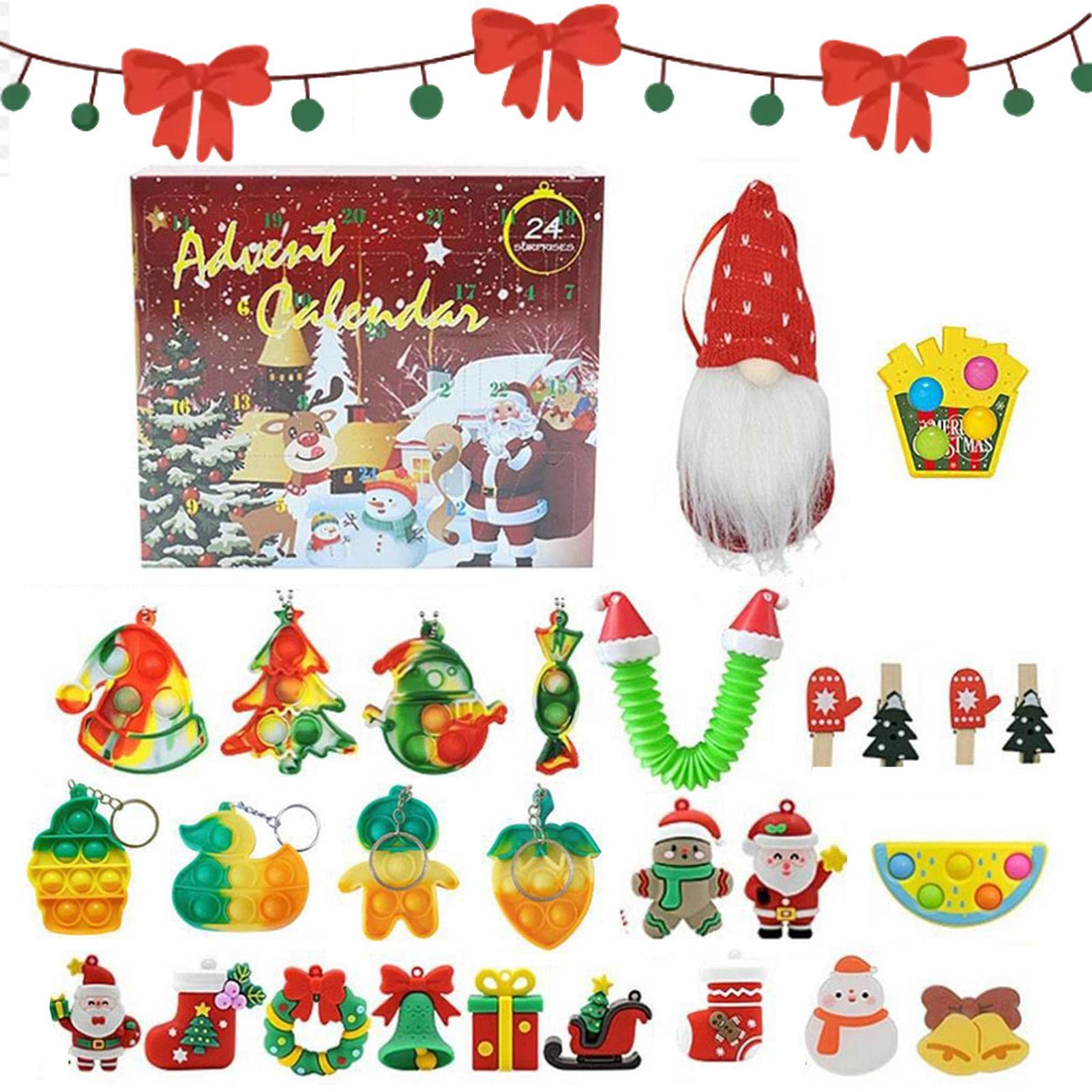 Advent Calendar 2022 Kids Mini Christmas Hanging Ornaments Kit 24 Days Countdown Calendar Plush Toys Box DIY Christmas Tree Decoration Xmas Fillers Party Favor Birthdays Surprise Gifts for Toddlers Kids Girls Boys