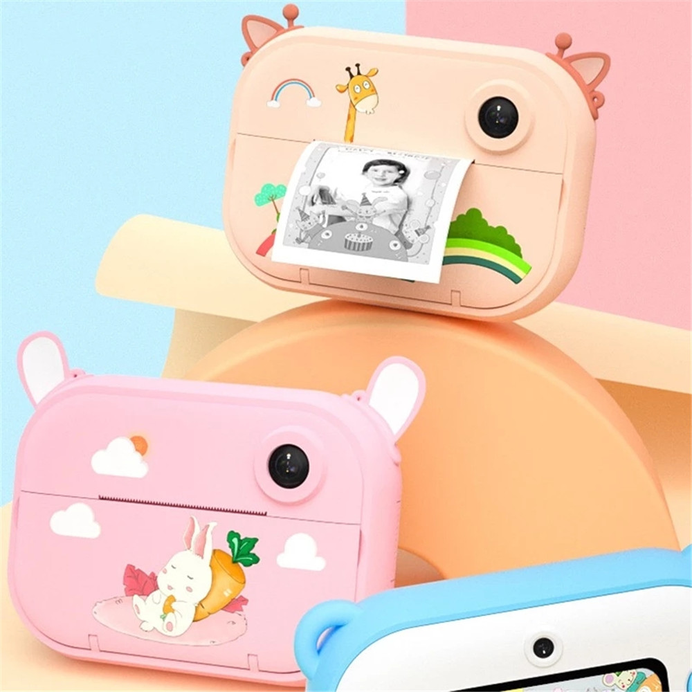 (Blue) Kids Instant Print Camera Video Photo Camera No Ink Instant Camera Mini Educational Toys 1080P Projection HD Screen Birthday Holiday Christmas Gift for Kids Girls Boys Teens