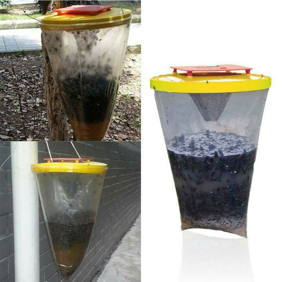 2X Fly Bag Trap Red Top Catcher Kills 20,000 Flies, Insect Pests