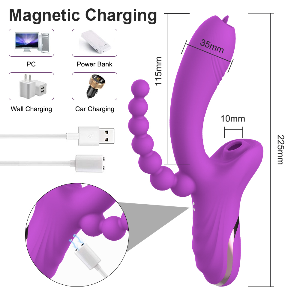 Sucking Sex Toys Rabbit Vibrator G Spot Bullet Dildo Clitoris Stimulator Adult Products Beating Massage Strong Shock with Anal Beads Butt Plug for Women G Spot Tongue Licking Vacuum Stimulator