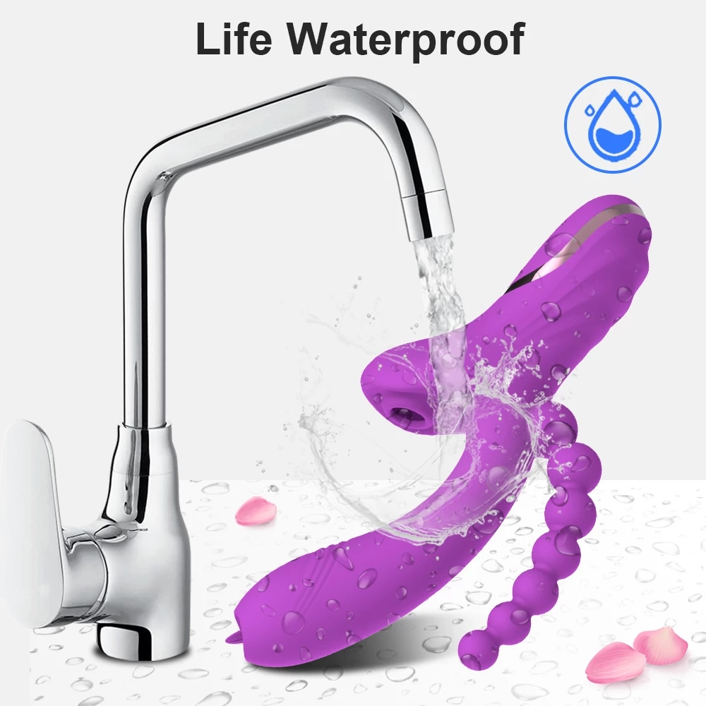 Sucking Sex Toys Rabbit Vibrator G Spot Bullet Dildo Clitoris Stimulator Adult Products Beating Massage Strong Shock with Anal Beads Butt Plug for Women G Spot Tongue Licking Vacuum Stimulator