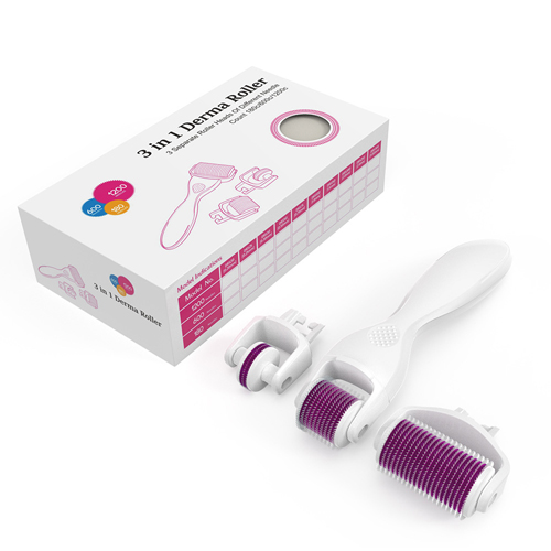 Derma Roller Microneedle Derma Roller DRS 3 In 1 Kit 180 600 1200 Titanium Needles Machine For Face Body Massage Skin Care 0.5mm 1.0mm 1.5mm