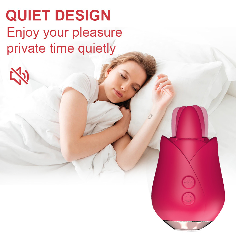 (Red) Vibrator Toy for Women Egg Vibrators Tongue Licking Clitoral Vibrator G Spot Stimulator Massager Adult Toys Flower Shape with 5 Vibrating Modes for Clitoris Nipple Sexual Stimulation Sex Toys for Women Couples Pleasure Games