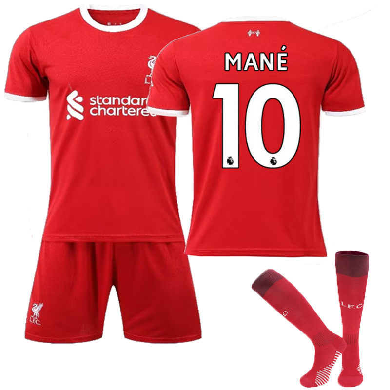 (4~5 Years) MANE#10 LFC Home Football Kit Jersey Teens Kids Boys Football Kit Sport