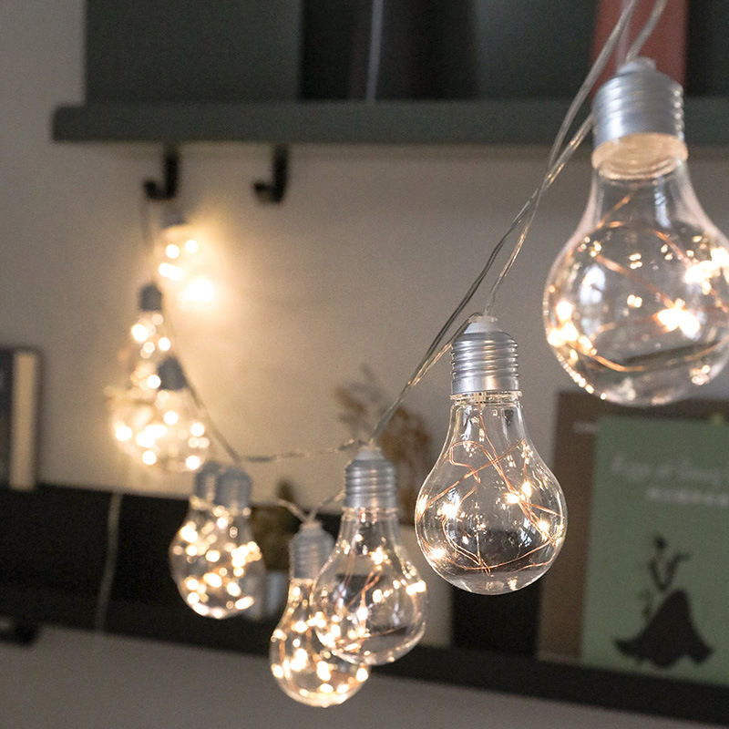 10 Battery Powered Warm White Led Light Bulb String Christmas Decor Outdoor Indoor
