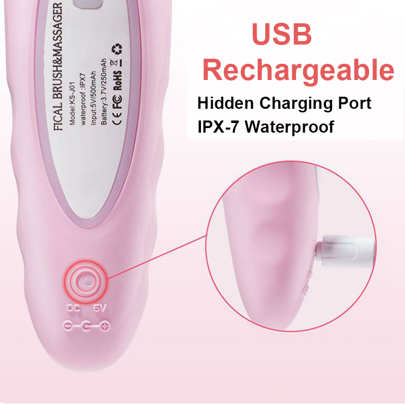 Mini Electric Facial Cleansing Brush Silicone Face Cleaner Deep Pore Cleaning Face Massage Skin Care Tool USB Charging Waterproof Wireless Charging