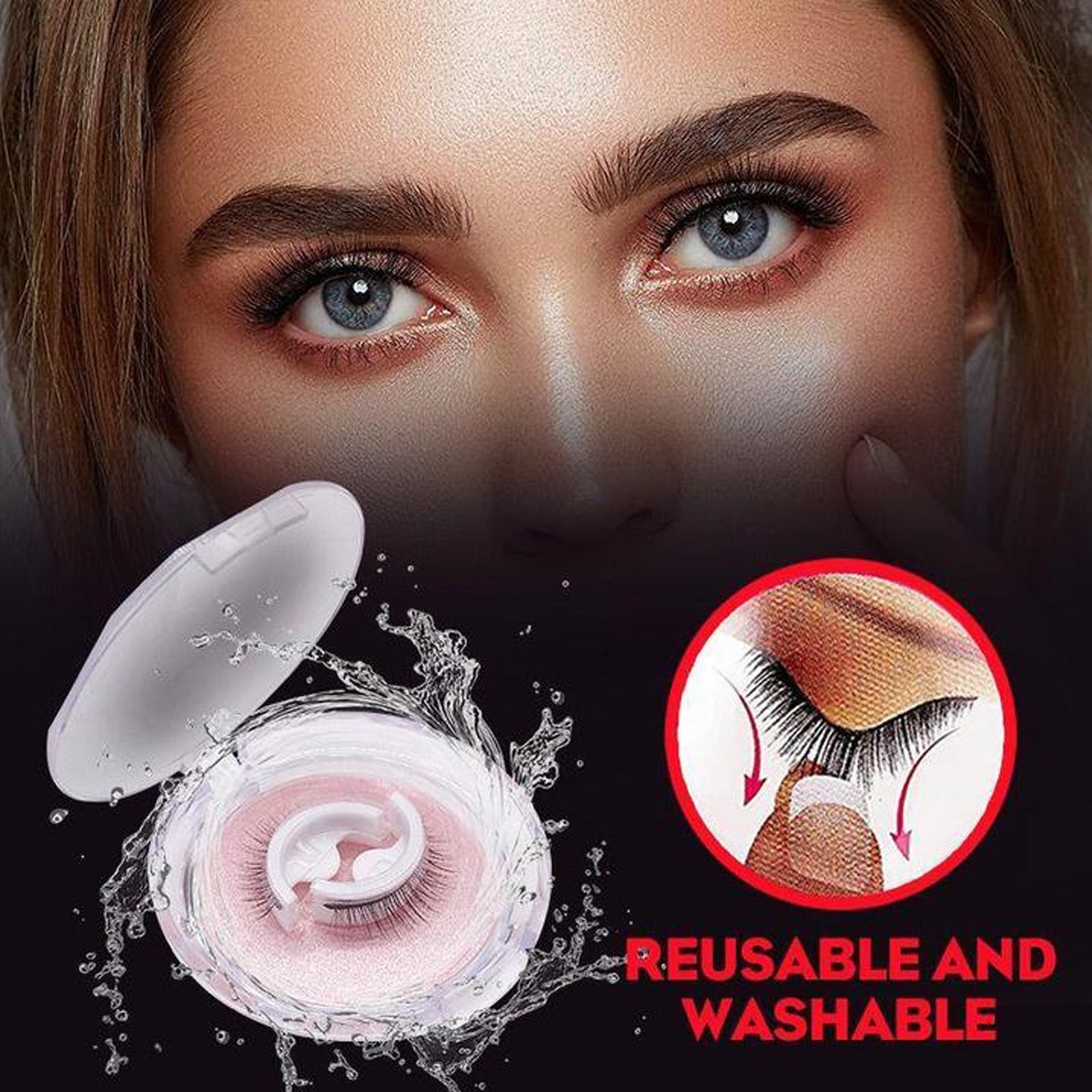 (Thick) Self Adhesive False Eyelashes Reusable No Glue Eyelashes Makeup Extension Fake Eyelashes Makeup Tools
