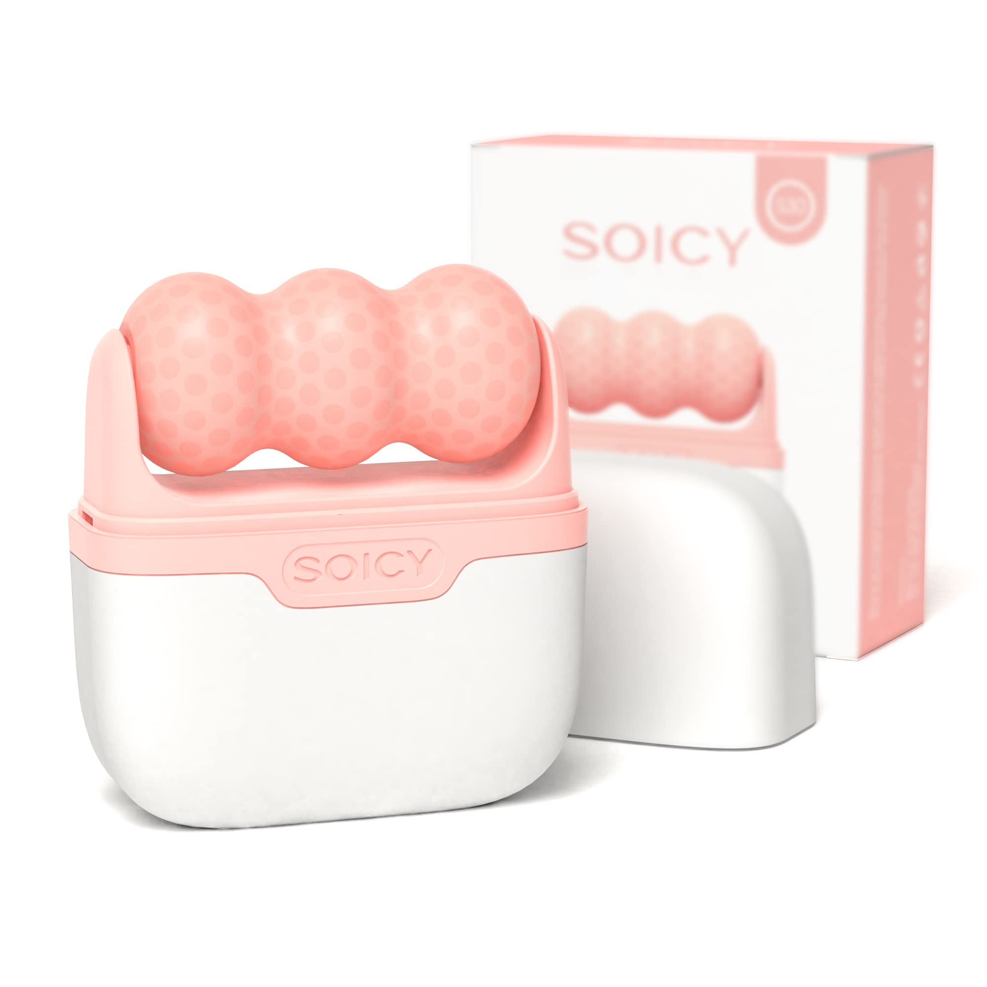SOICY S30 2-in-1 Ice Roller Pink Facial Massager Skincare Rollers for Face and Eyes