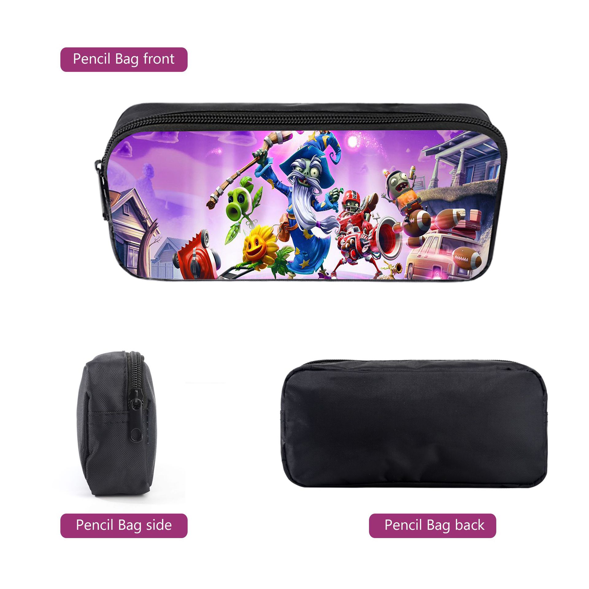 (Style 1) Plants vs.Zombies Image Printing Rucksack Students School Bag Pencil Case Backpack Set