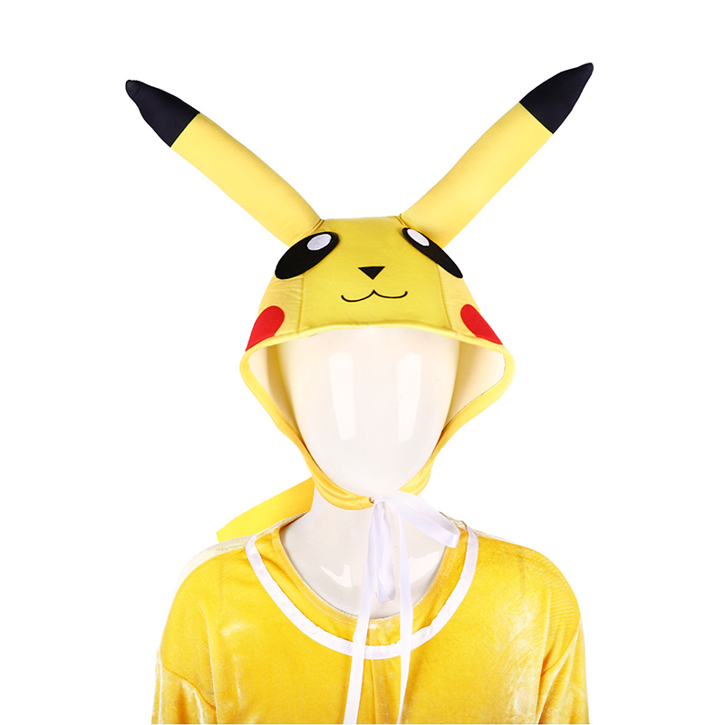 (Size 100) Pikachu Kids Costume Pokemon Dress Up  Yellow Plush Pokemon Jumpsuit Halloween Outfit for Boys Girls for Halloween Birthday Parties Cosplay