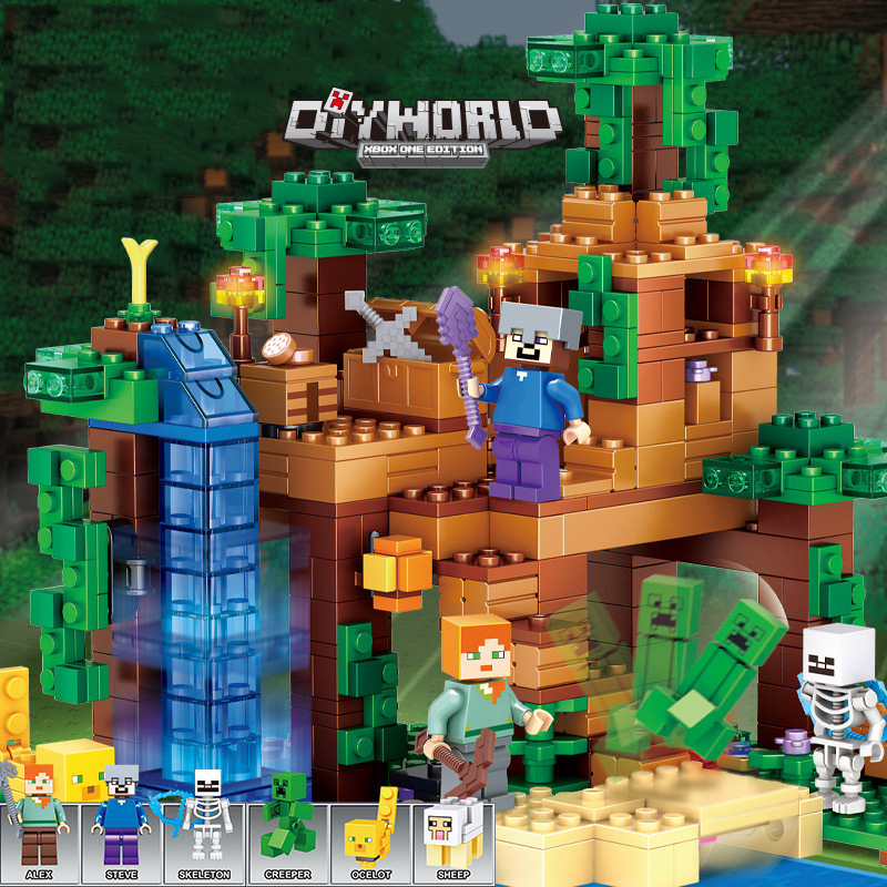Minecraft The Jungle Tree House Building Blocks Construction Set Toy Bricks Playset for Fans Enhance Creativity Kids Xmas Gifts Fit Lego