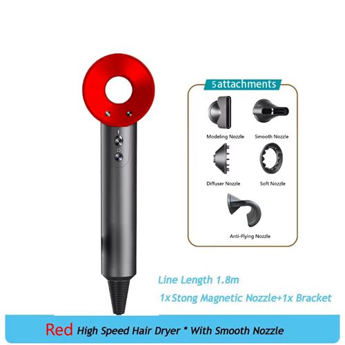 5in1 Hair Dryer Professional Salon Leafless Blower Red