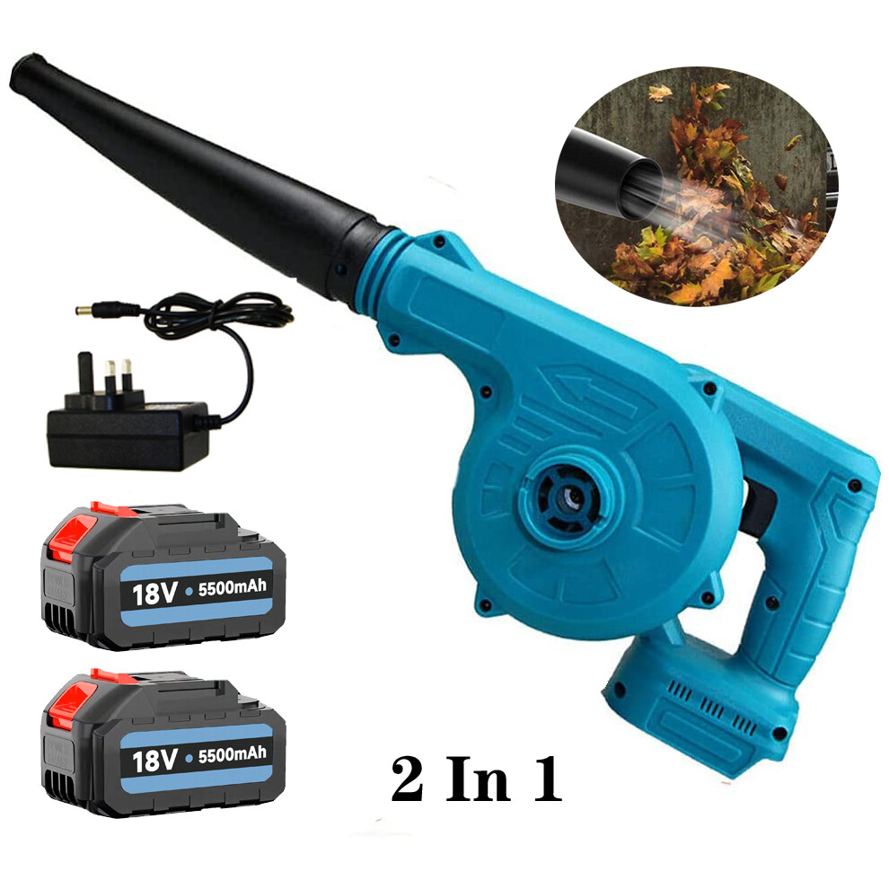2IN1 Cordless Air Leaf Blower Vacuum+2x Battery 5.5A-Makita Compatible