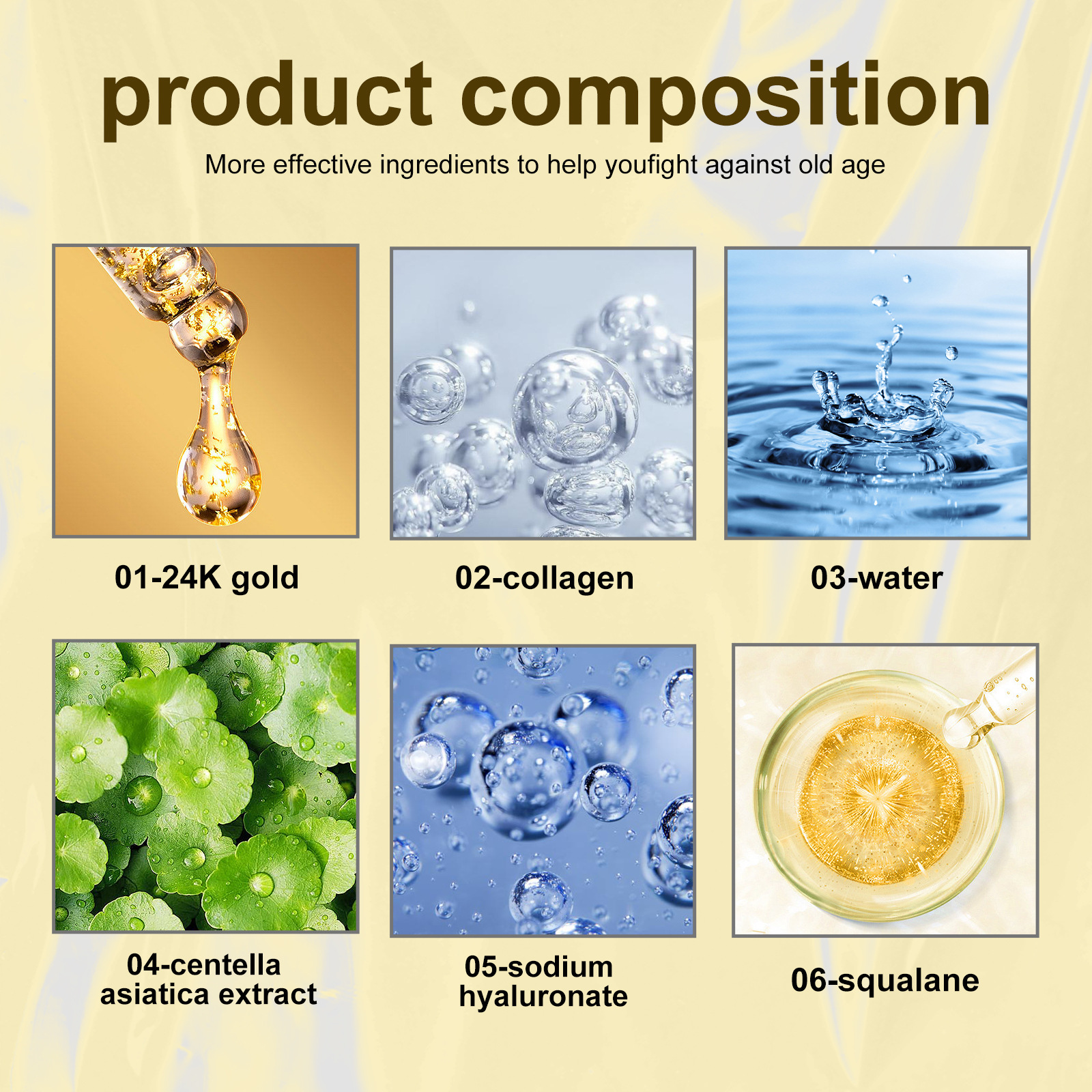 (1 PC) 24K Gold Face Essence for Fine Lines Reduction and Wrinkle Control Face Serum Pore Care Hyaluronic Acid Moisturizing Plumping Essence Aging Skin Care