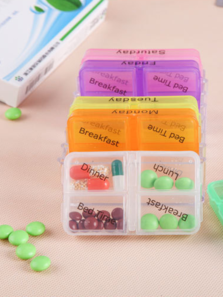 Portable Pill Cases Small Medicine Box Medicine Box Drawer Style Organizer Storage Shelf 28 Compartment for Vitamins Medicine Tablet Home Health Care