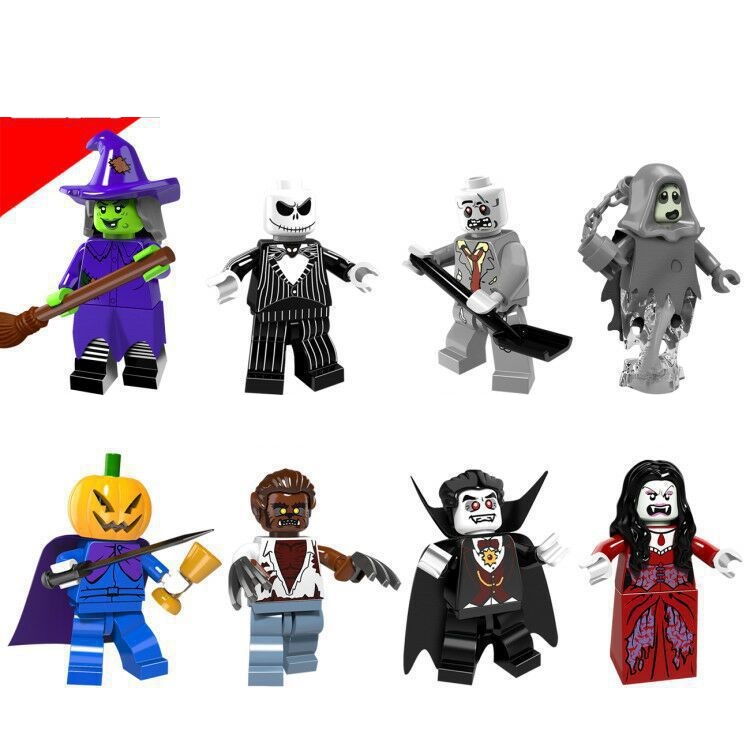 Mini Figures Halloween Zombies Vampires Witches Werewolves Building Blocks Toy Suitable for Themed Party Decorations Kids Festival Gifts