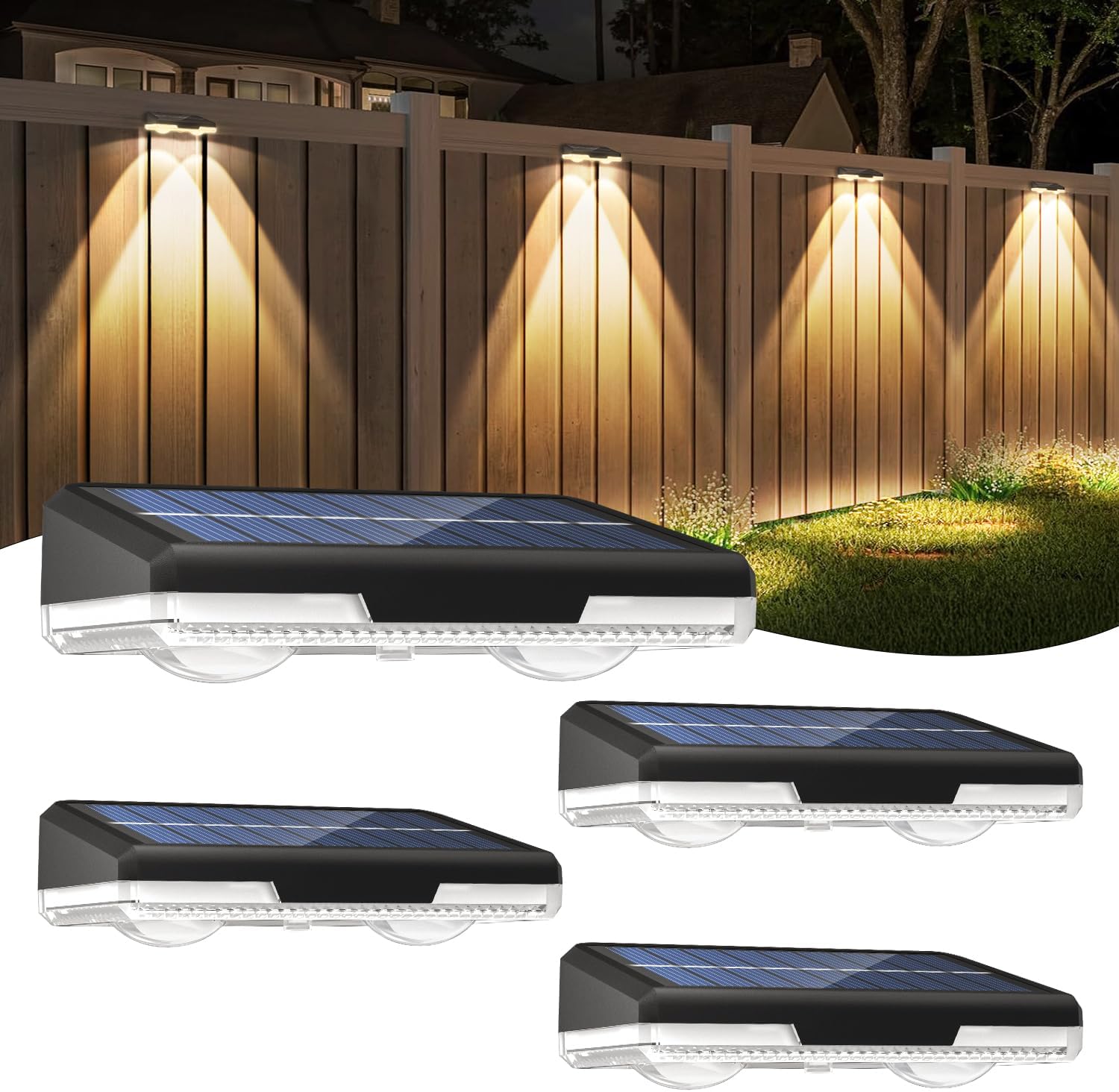 (8PCS) Solar Fence Lights Outdoor Garden Garden Wall Lights Outdoor 8 Colors 9 Modes RGB Fence Light For Ouside IP65 Waterproof Light Solar Powered Patio Deck Pool 