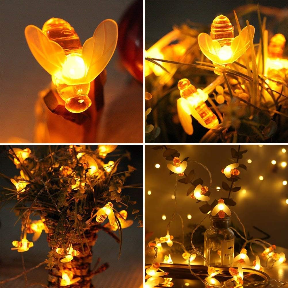 50 LED Solar Fairy Lights Outdoor 7 m 8 Modes Bee Lights Fairy Lights Solar Outdoor Weatherproof for Garden Patio Christmas Parties 