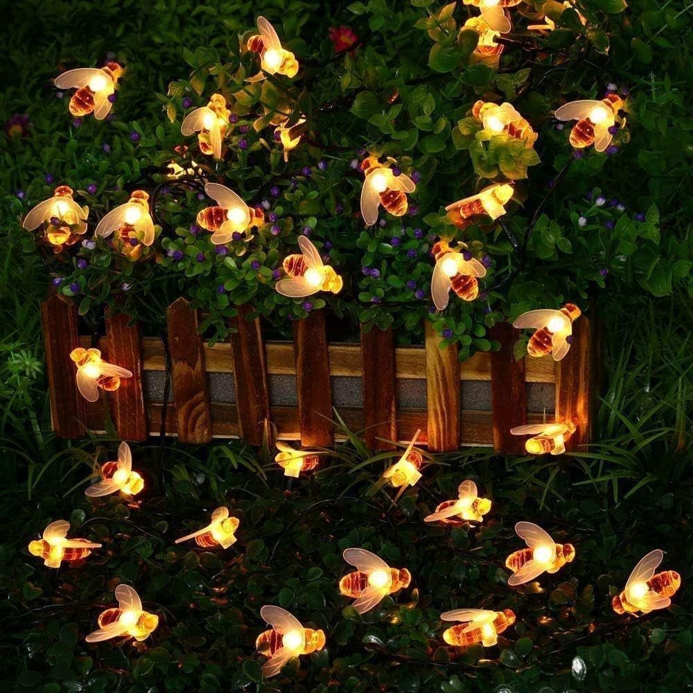 50 LED Solar Fairy Lights Outdoor 7 m 8 Modes Bee Lights Fairy Lights Solar Outdoor Weatherproof for Garden Patio Christmas Parties 