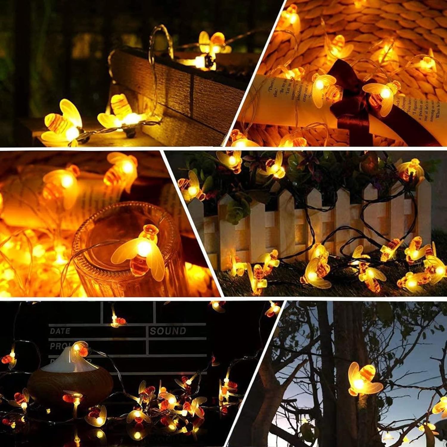 50 LED Solar Fairy Lights Outdoor 7 m 8 Modes Bee Lights Fairy Lights Solar Outdoor Weatherproof for Garden Patio Christmas Parties 