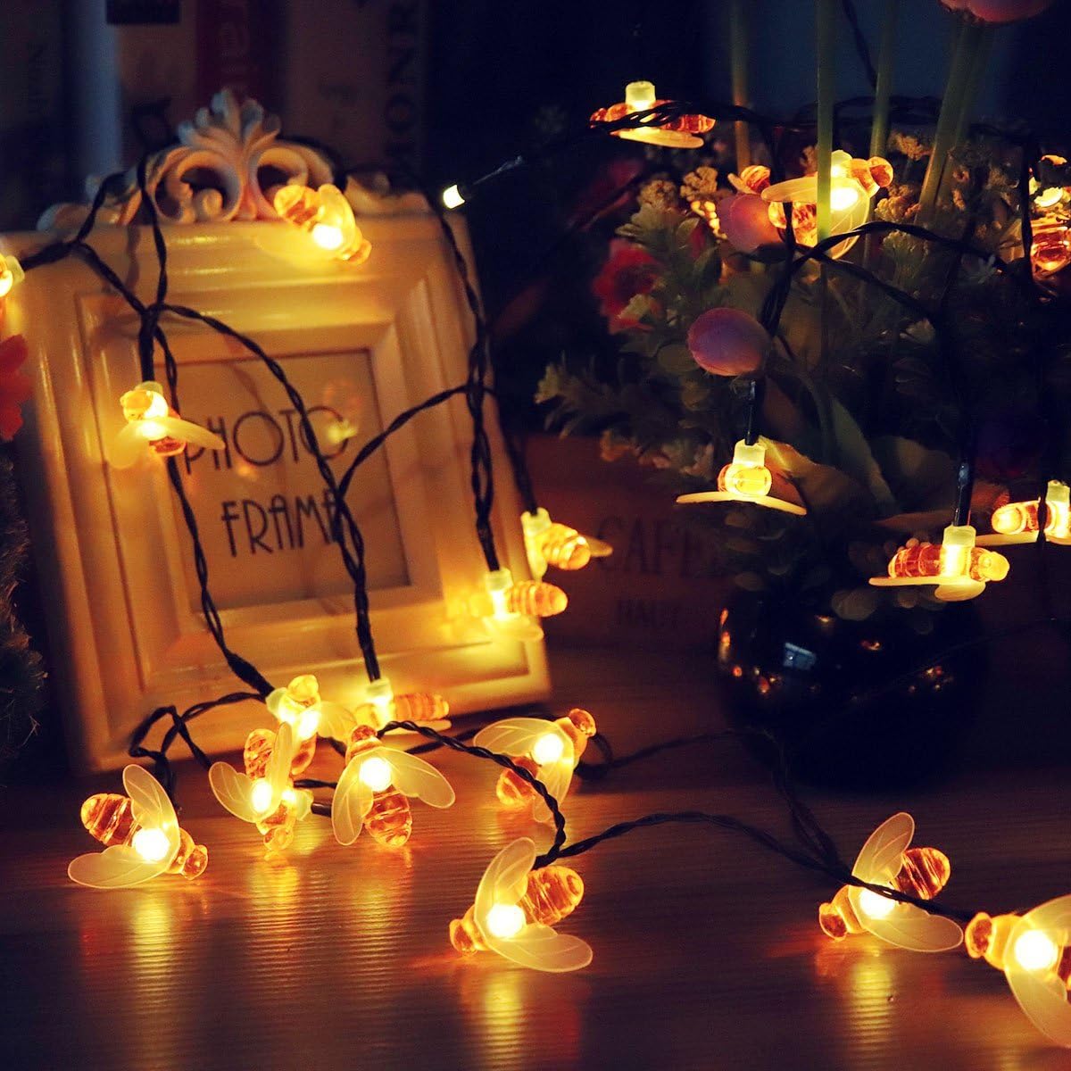 50 LED Solar Fairy Lights Outdoor 7 m 8 Modes Bee Lights Fairy Lights Solar Outdoor Weatherproof for Garden Patio Christmas Parties 