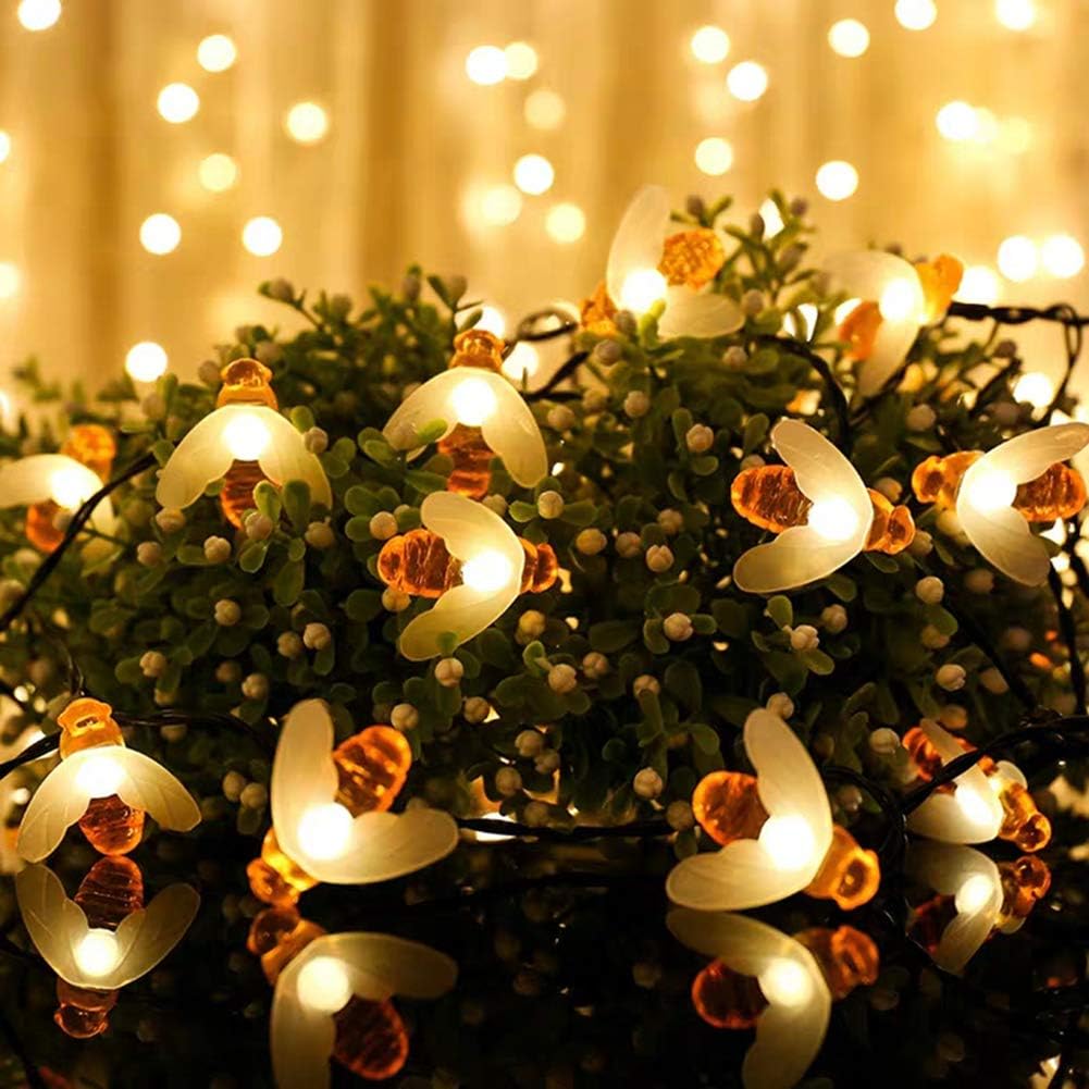 50 LED Solar Fairy Lights Outdoor 7 m 8 Modes Bee Lights Fairy Lights Solar Outdoor Weatherproof for Garden Patio Christmas Parties 