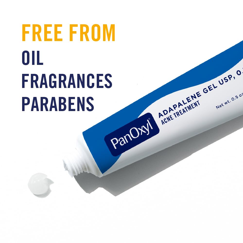 PanOxyl Adapalene Gel USP 0.1 Percents Acne Treatment Leave-On Gel Retinoid Gel Acne Prone Skin Oil Free Paraben Free 15g