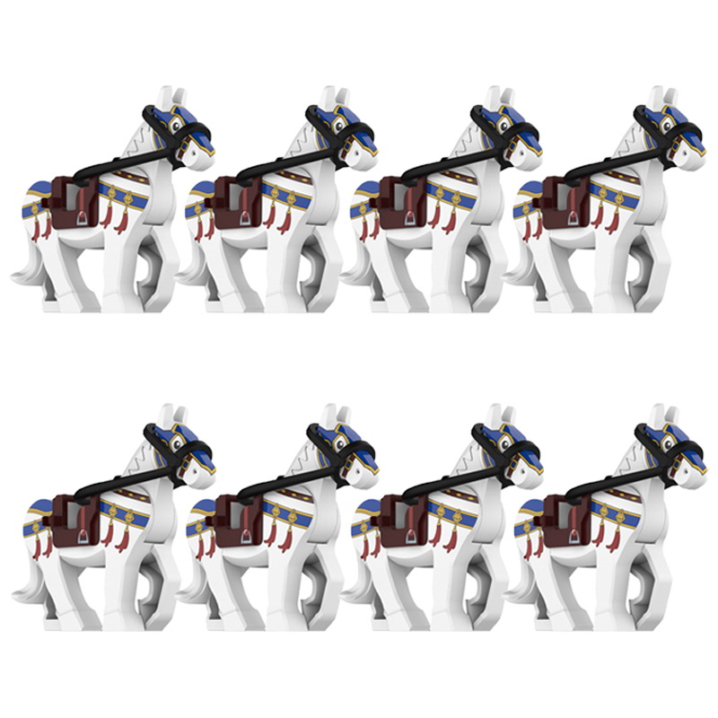(Style C) Toys Military Building Blocks Cavalry Regiment Knight Horse Animal Accessories Set Mini Bricks Birthday Gift