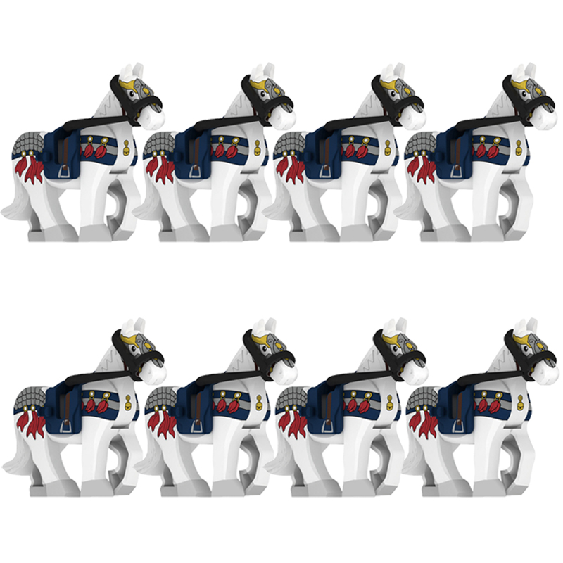 (Style C) Toys Military Building Blocks Cavalry Regiment Knight Horse Animal Accessories Set Mini Bricks Birthday Gift