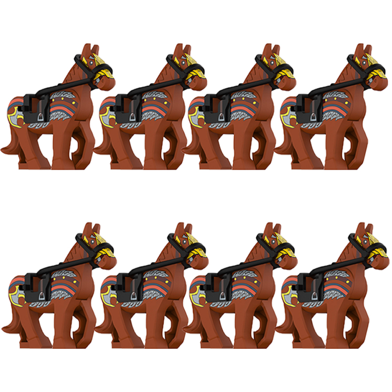 (Style C) Toys Military Building Blocks Cavalry Regiment Knight Horse Animal Accessories Set Mini Bricks Birthday Gift